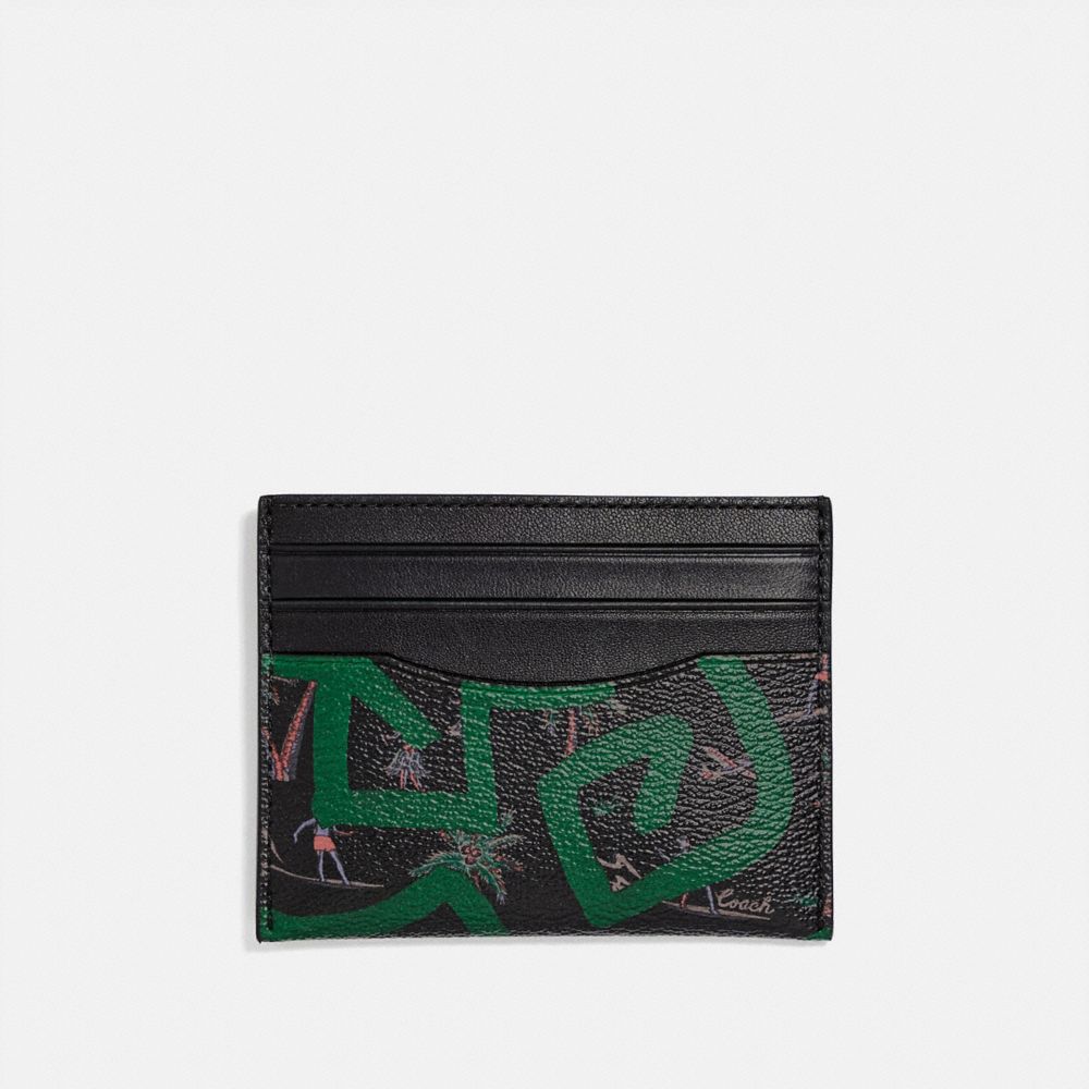 COACH F66579 Keith Haring Slim Id Card Case With Hula Dance Print BLACK MULTI/BLACK ANTIQUE NICKEL