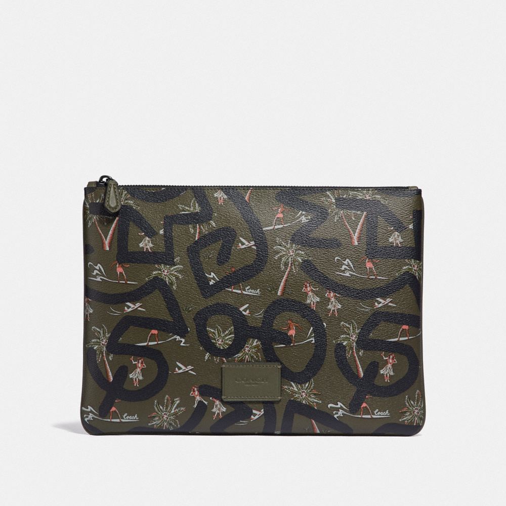 COACH F66583 Keith Haring Large Pouch With Hula Dance Print SURPLUS MULTI/BLACK ANTIQUE NICKEL