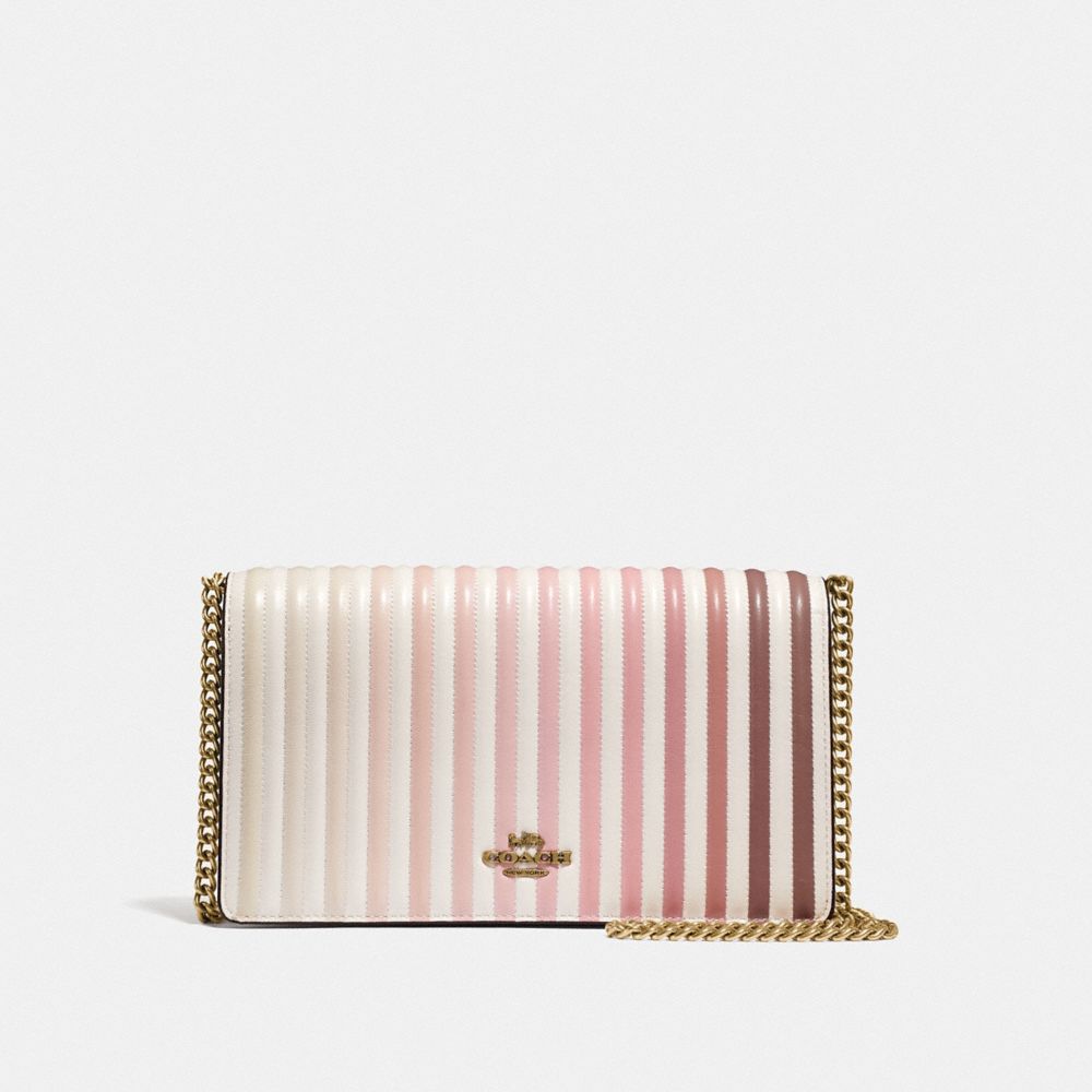 COACH CALLIE FOLDOVER CHAIN CLUTCH WITH OMBRE QUILTING - B4/CHALK - F66603