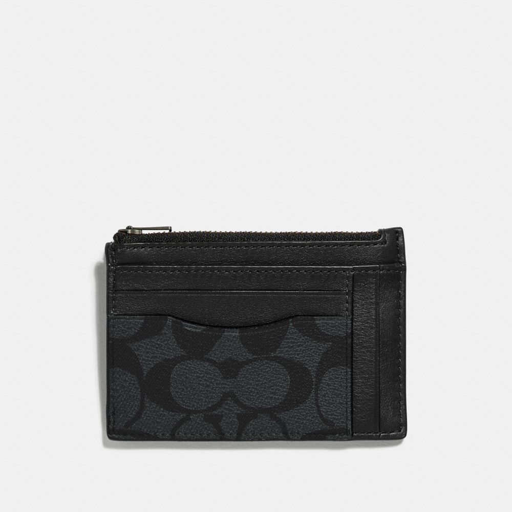 COACH F66649 Multiway Zip Card Case In Signature Canvas CHARCOAL/BLACK/BLACK ANTIQUE NICKEL