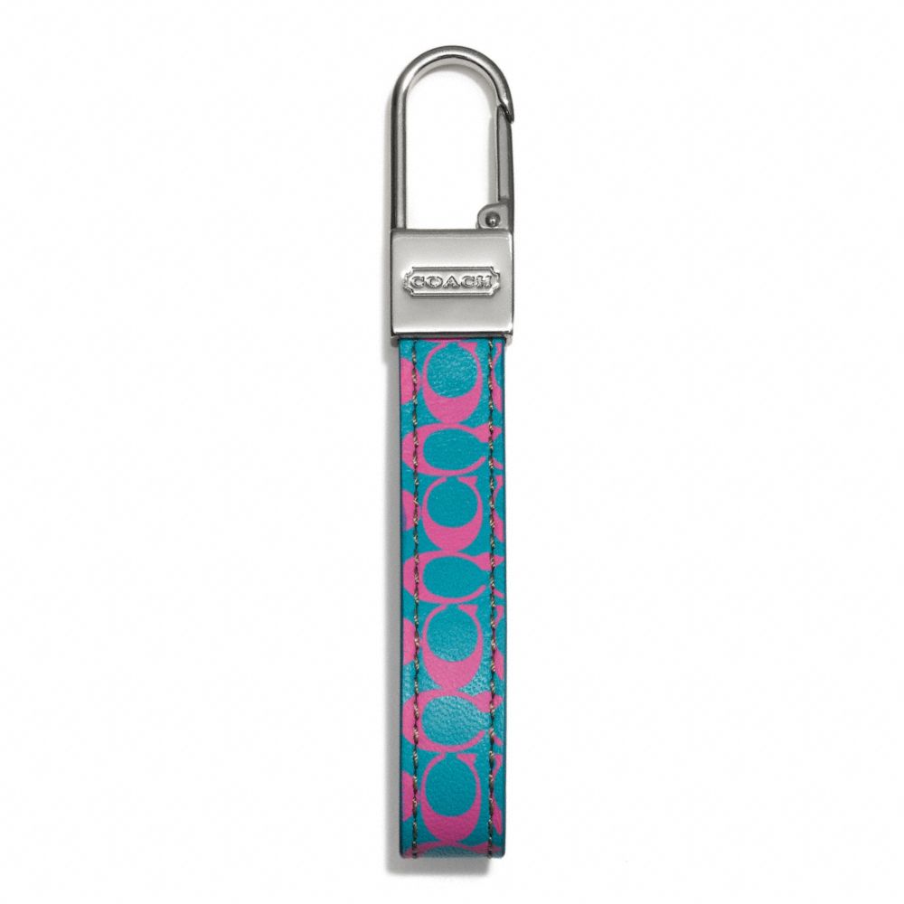 PRINTED SIGNATURE LEATHER LOOP KEY RING COACH F66703