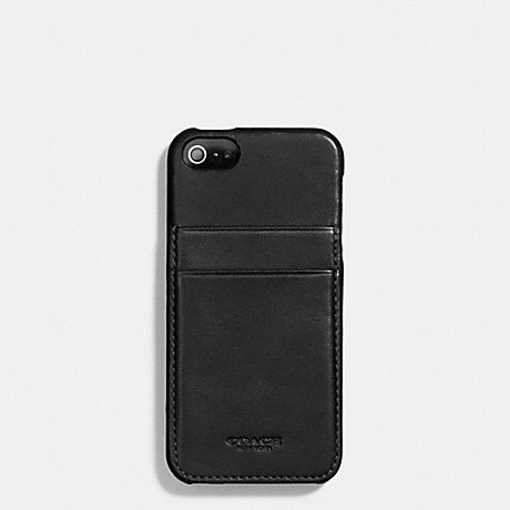 COACH BLEECKER LEATHER IPHONE 5 MOLDED CASE WALLET -  BLACK - f66720