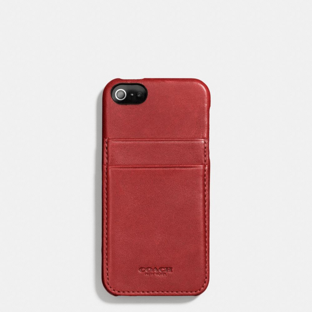 COACH BLEECKER LEATHER IPHONE 5 MOLDED CASE WALLET - RED CURRANT - F66720