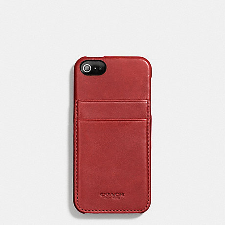 COACH f66720 BLEECKER LEATHER IPHONE 5 MOLDED CASE WALLET RED CURRANT