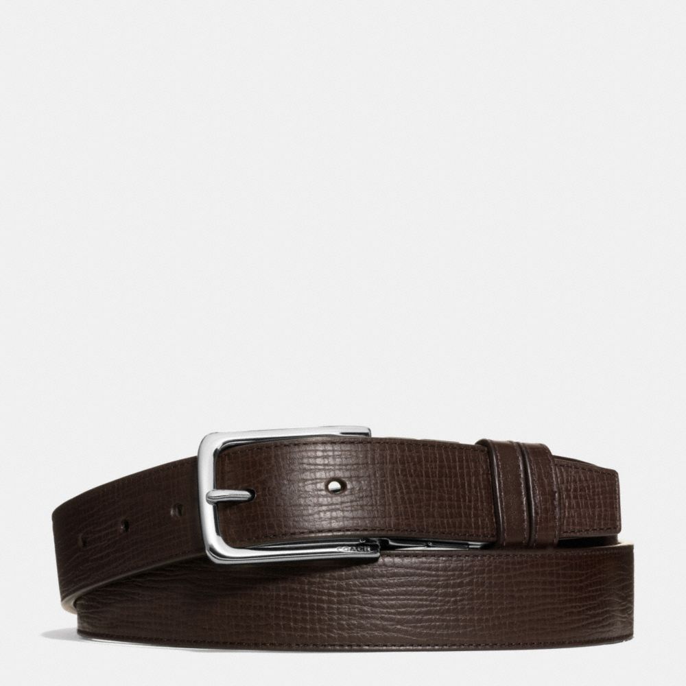 COACH DRESS WESTON BOX GRAIN LEATHER BELT - MAHOGANY/MAHOGANY - F66724