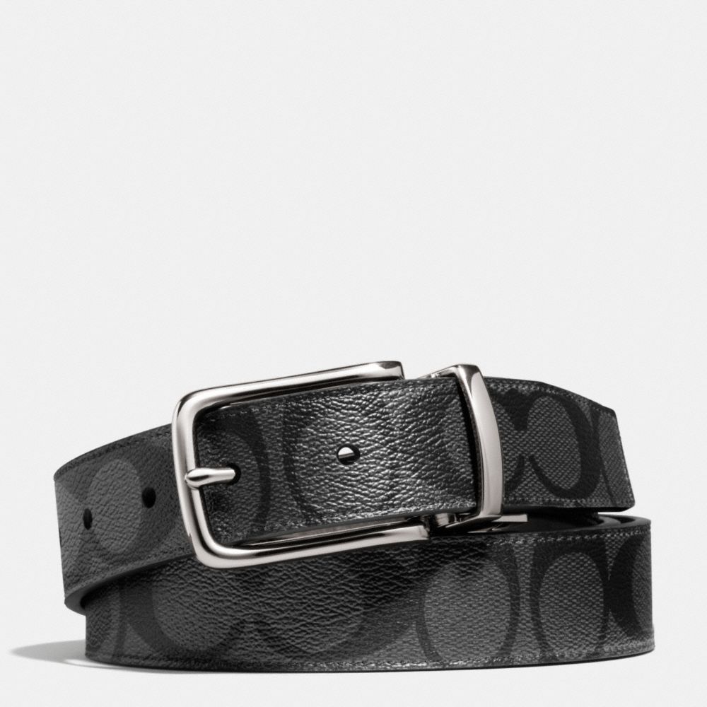 COACH F66733 DRESS WESTON SIGNATURE C BELT BLACK/CHARCOAL