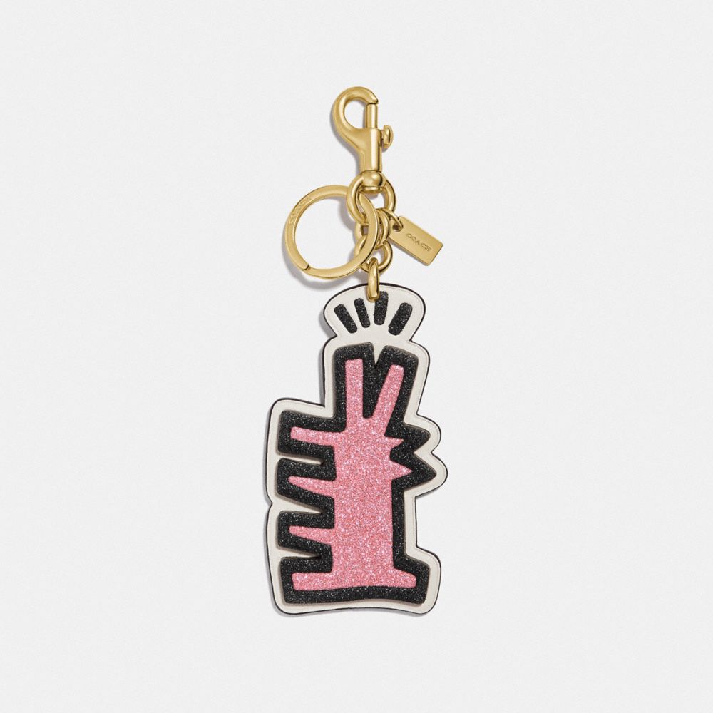 COACH KEITH HARING BARKING DOG BAG CHARM - CHALK/GOLD - F66743