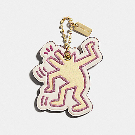 COACH KEITH HARING DANCING DOG HANGTAG - PLATINUM-CHAMPAGNE/GOLD - F66747
