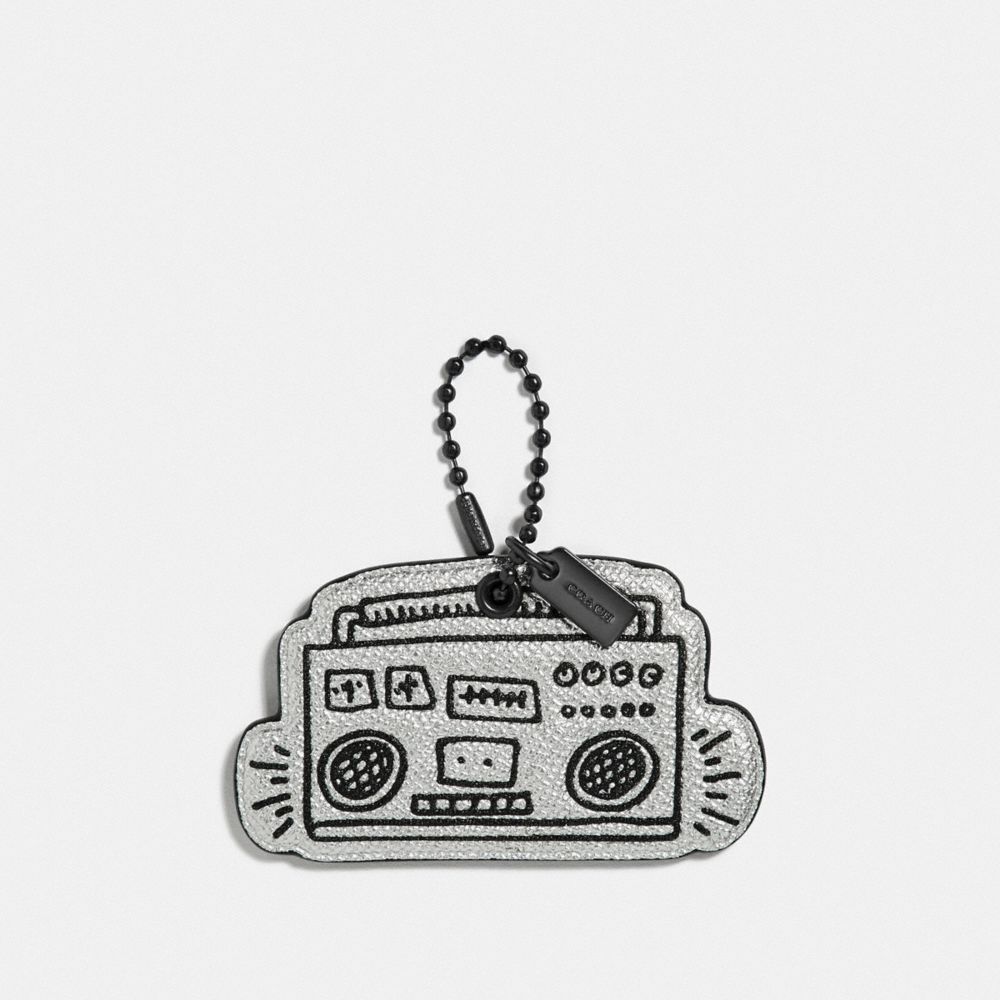 COACH F66748 KEITH HARING BOOMBOX HANGTAG GUNMETAL/BLACK