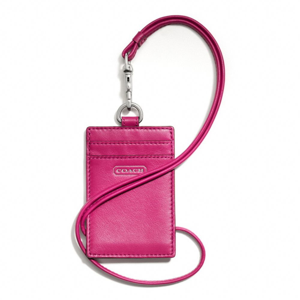 COACH F66780 - CAMPBELL LEATHER LANYARD ID - SILVER/FUCHSIA | COACH ...