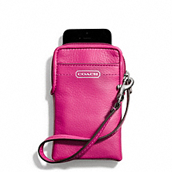 COACH F66787 Campbell Leather Universal Phone Case SILVER/FUCHSIA
