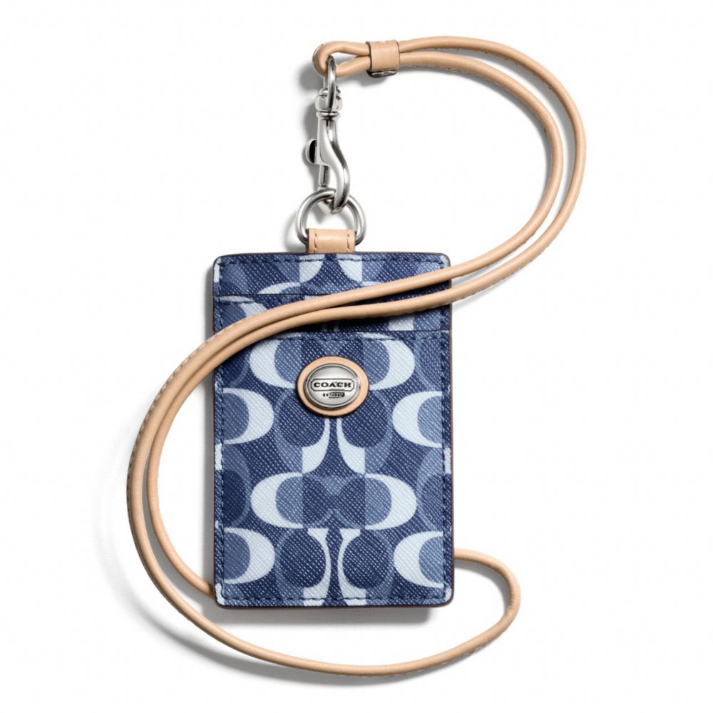 COACH f66799 PEYTON DREAM C LANYARD ID SILVER/DENIM/TAN