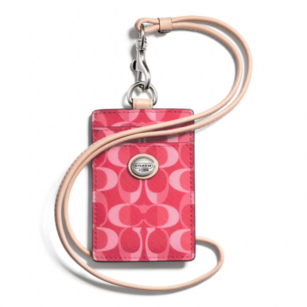 COACH PEYTON DREAM C LANYARD ID - SILVER/BRIGHT CORAL/TAN - F66799