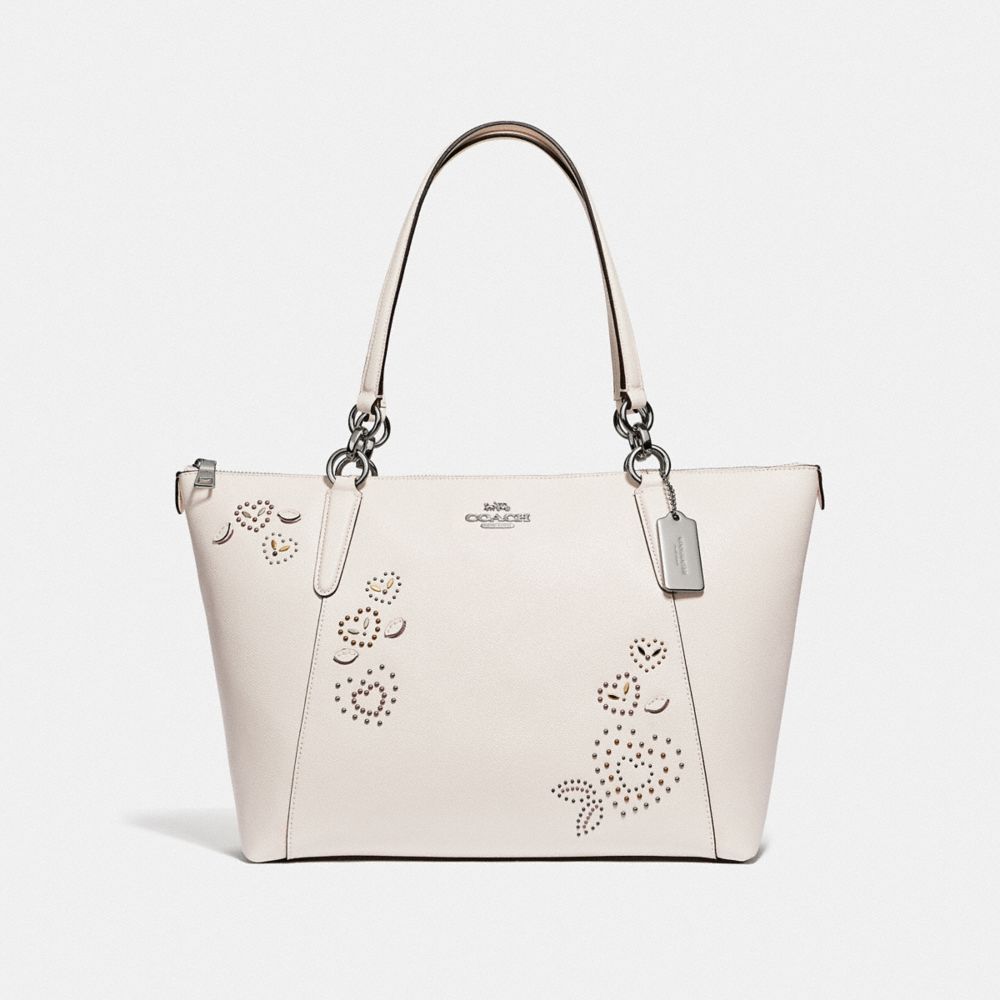 COACH F66871 - AVA TOTE WITH HEART BANDANA RIVETS CHALK MULTI/SILVER