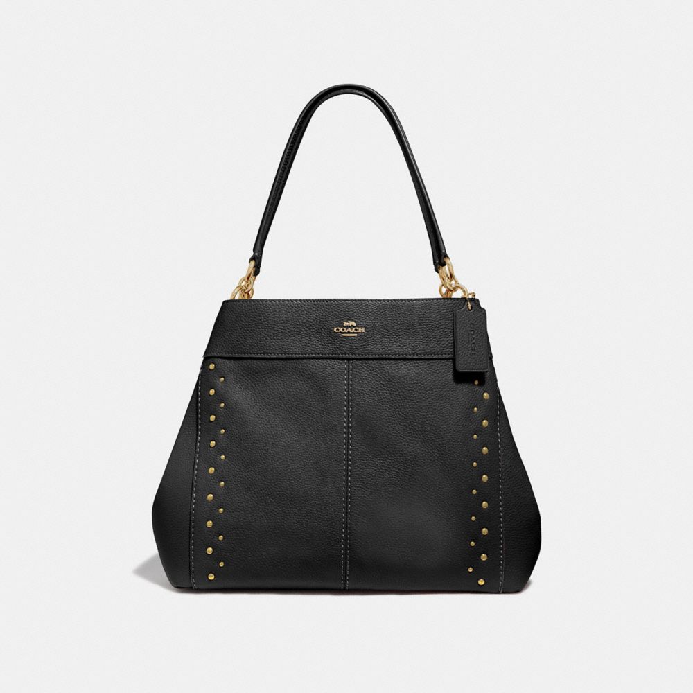 COACH LEXY SHOULDER BAG WITH STUDS - BLACK/IMITATION GOLD - F66874