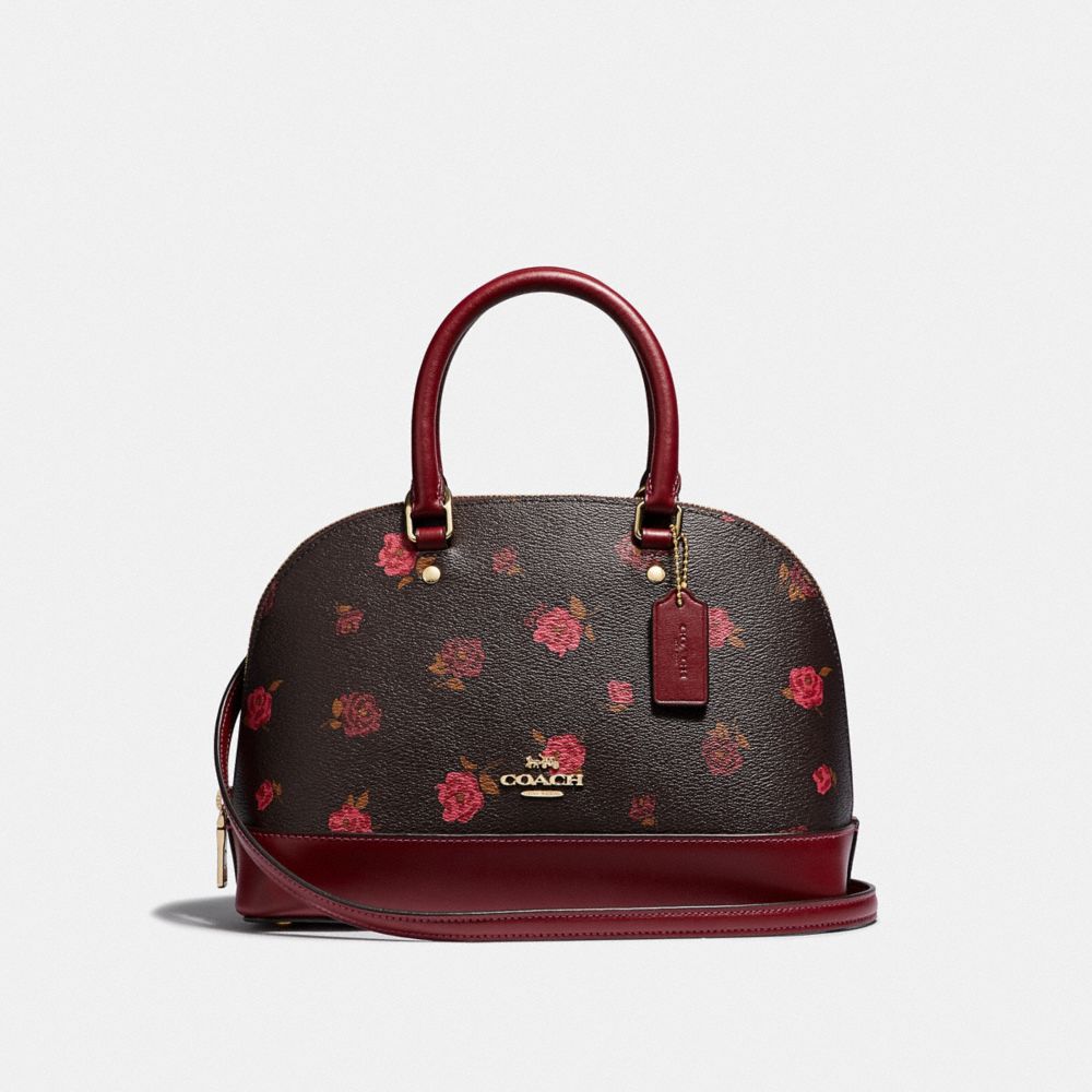 MINI SIERRA SATCHEL WITH TOSSED PEONY PRINT - F66878 - OXBLOOD 1 MULTI/IMITATION GOLD