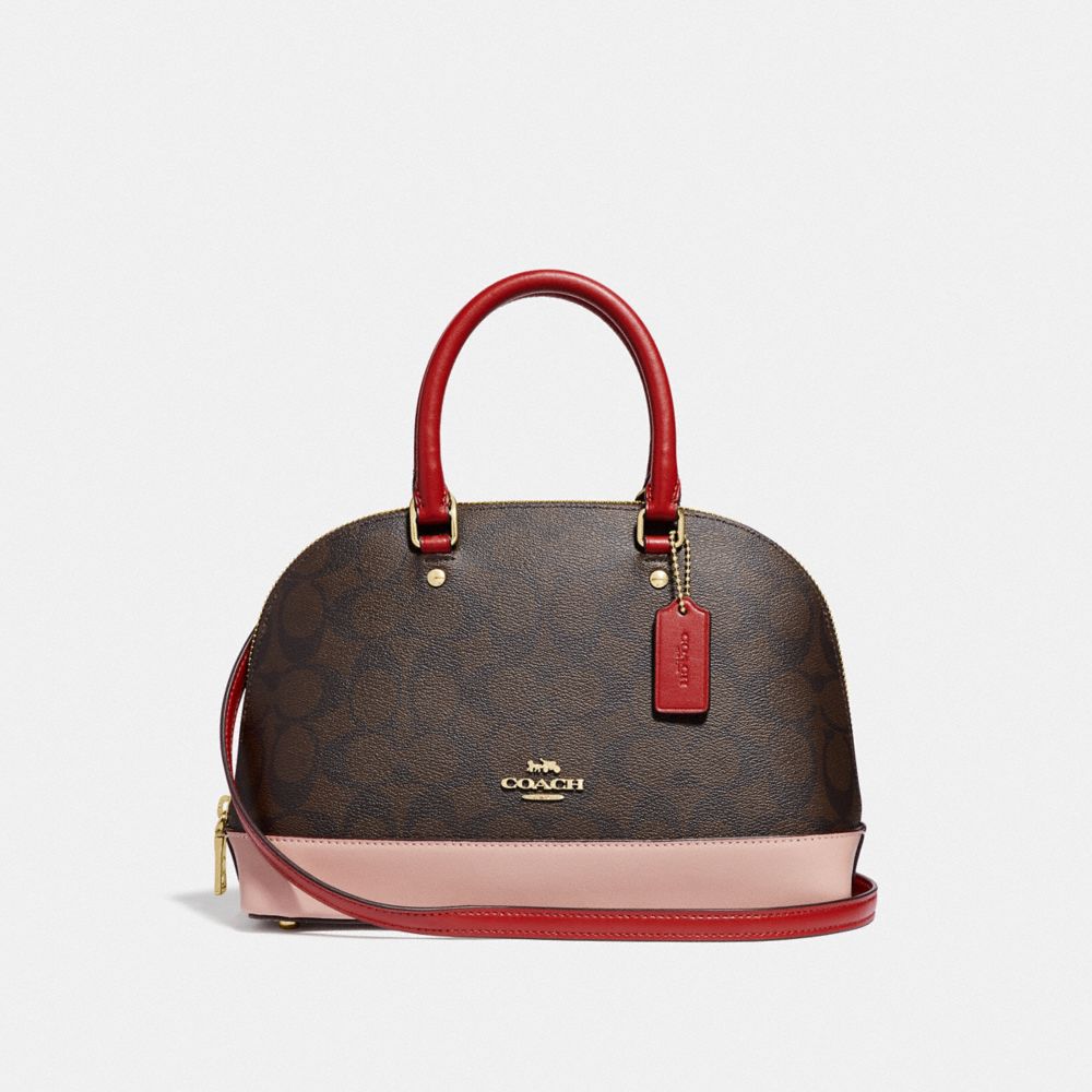 COACH MINI SIERRA SATCHEL IN COLORBLOCK SIGNATURE CANVAS - BROWN BLACK/PINK MULTI/IMITATION GOLD - F66894