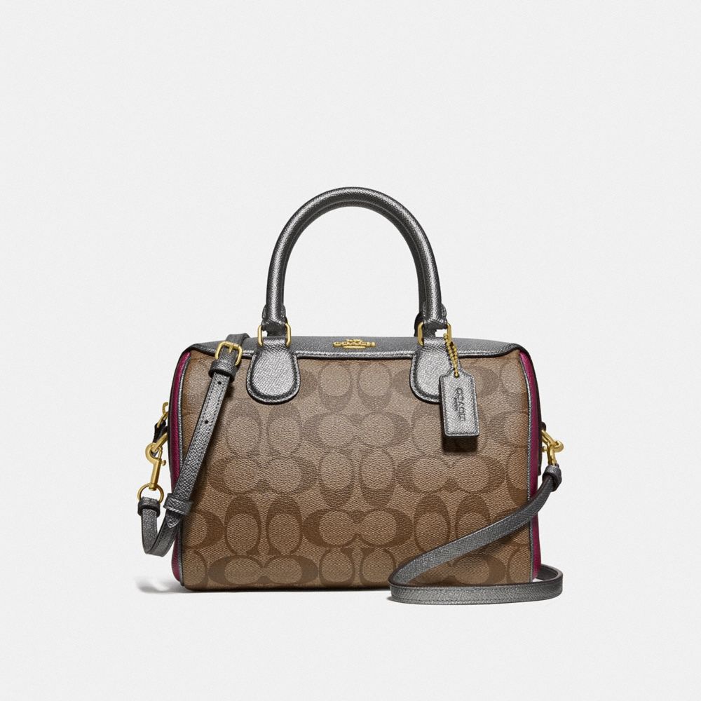 COACH F66912 Mini Bennett Satchel In Colorblock Signature Canvas KHAKI MULTI /IMITATION GOLD