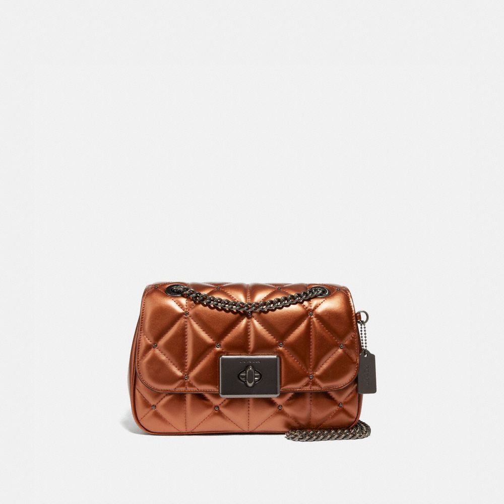 COACH F66923 CASSIDY CROSSBODY WITH STUDDED DIAMOND QUILTING COPPER/BLACK-ANTIQUE-NICKEL