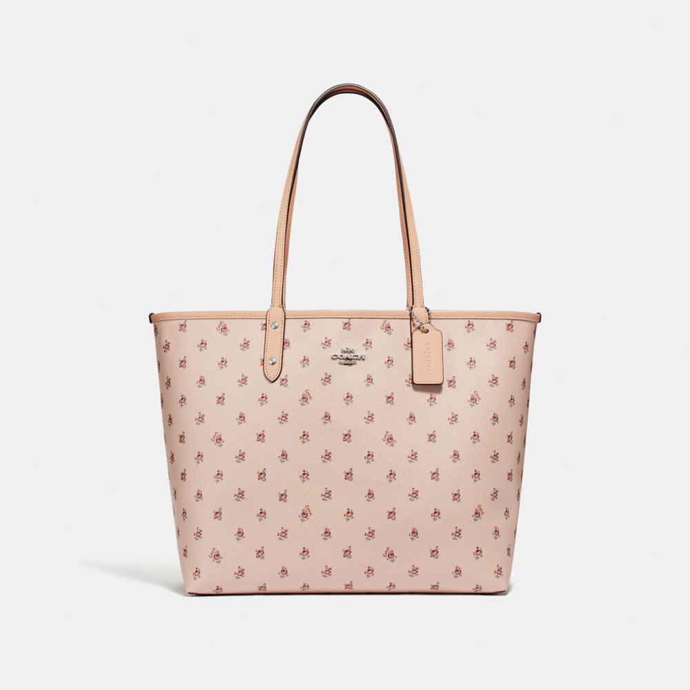 COACH F66926 REVERSIBLE CITY TOTE WITH FLORAL DITSY PRINT LIGHT PINK MULTI/LIGHT PINK/SILVER