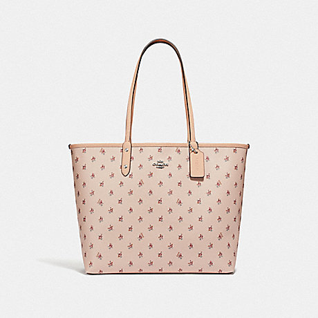 COACH REVERSIBLE CITY TOTE WITH FLORAL DITSY PRINT - LIGHT PINK MULTI/LIGHT PINK/SILVER - F66926