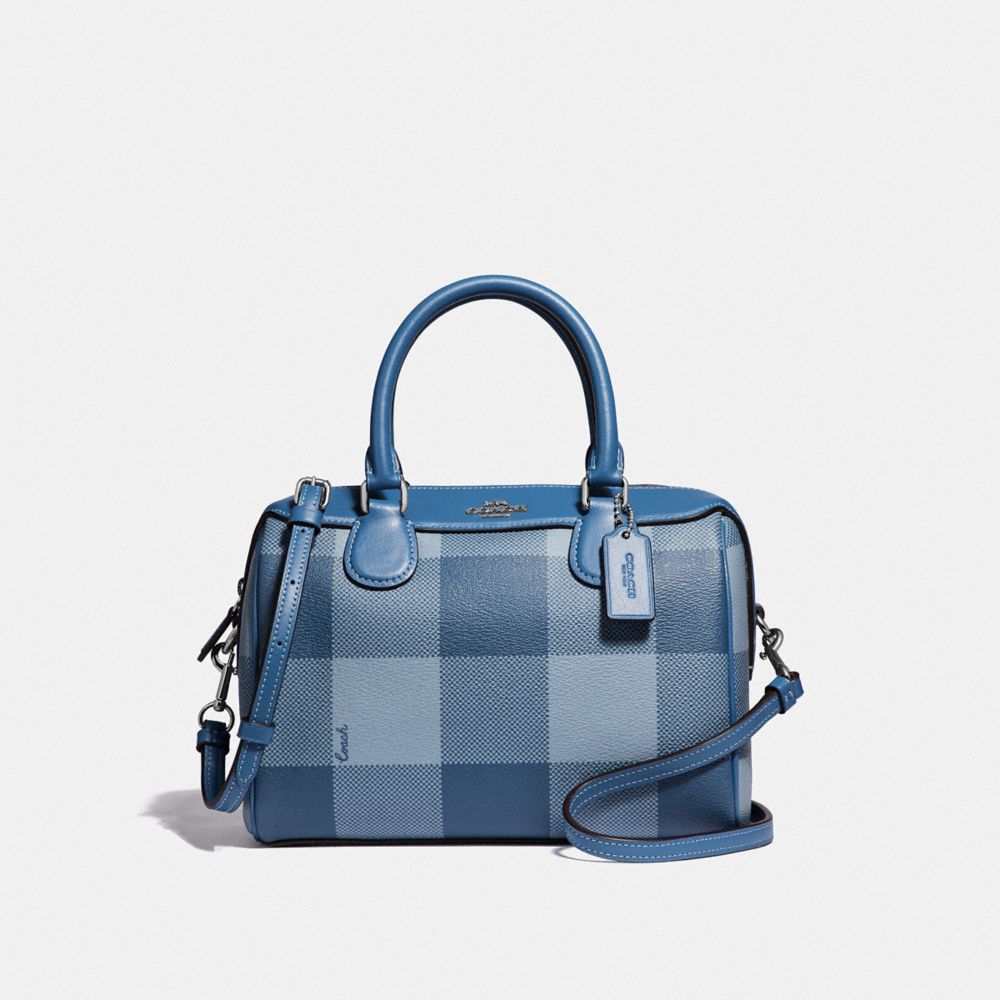 COACH F66930 - MINI BENNETT SATCHEL WITH BUFFALO PLAID PRINT CORNFLOWER/SILVER