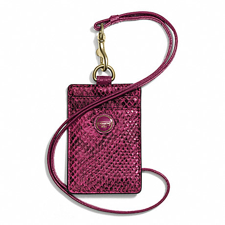 COACH F66944 SIGNATURE STRIPE EMBOSSED SNAKE LANYARD ID ONE-COLOR