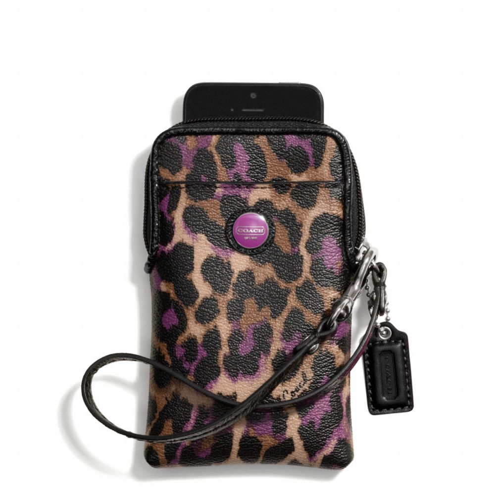 COACH f66947 SIGNATURE STRIPE OCELOT PRINT UNIVERSAL PHONE CASE 