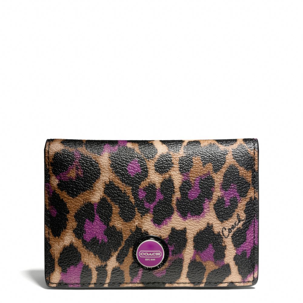 COACH SIGNATURE STRIPE OCELOT PRINT BUSINESS CARD CASE -  - f66949