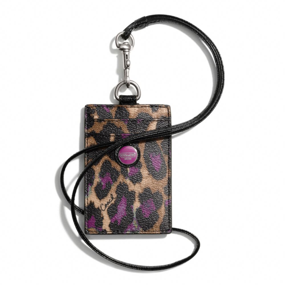 SIGNATURE STRIPE OCELOT PRINT LANYARD ID - f66953 - SILVER/VIOLET MULTI