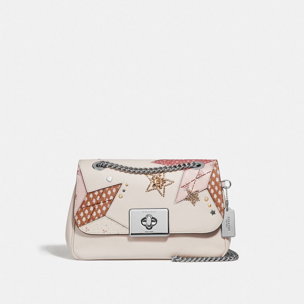 CASSIDY CROSSBODY WITH STAR PATCHWORK - F66983 - CHALK MULTI/SILVER