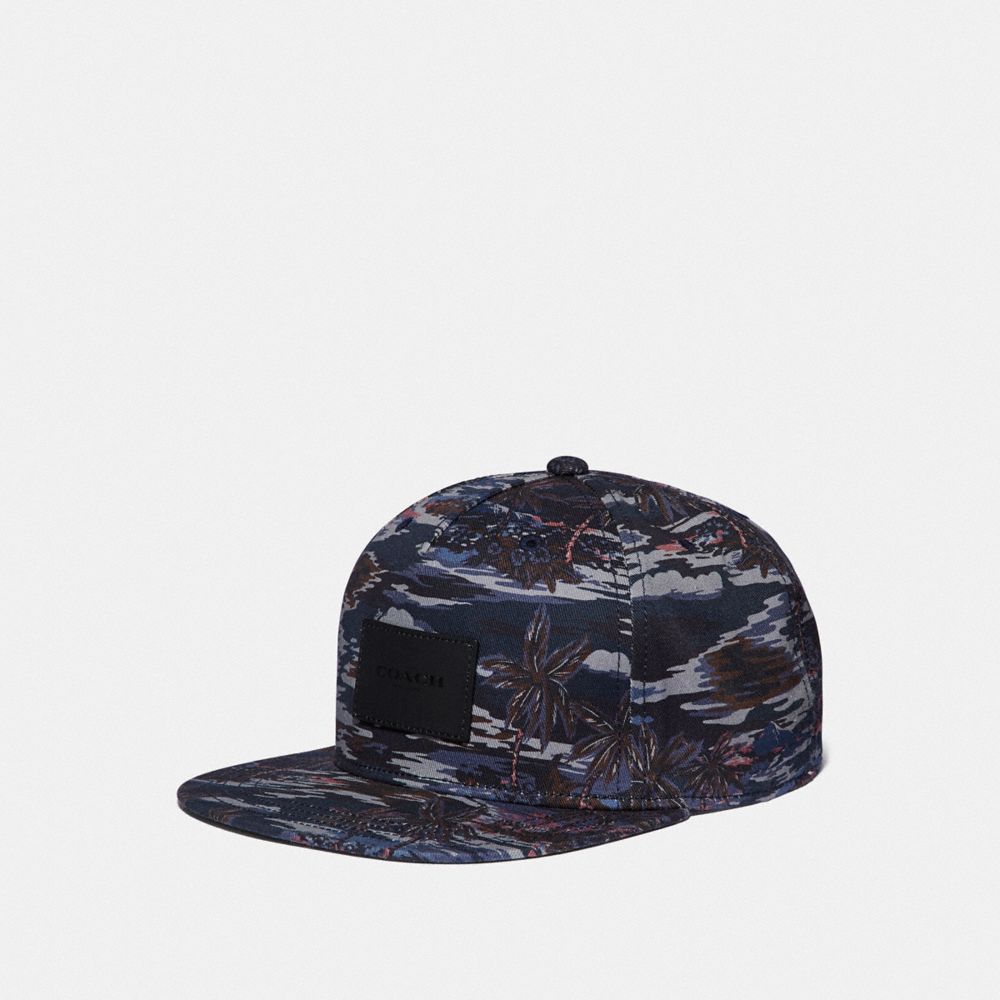 COACH HAWAIIAN PRINT FLAT BRIM HAT - BLACK HAWAIIAN - F66986