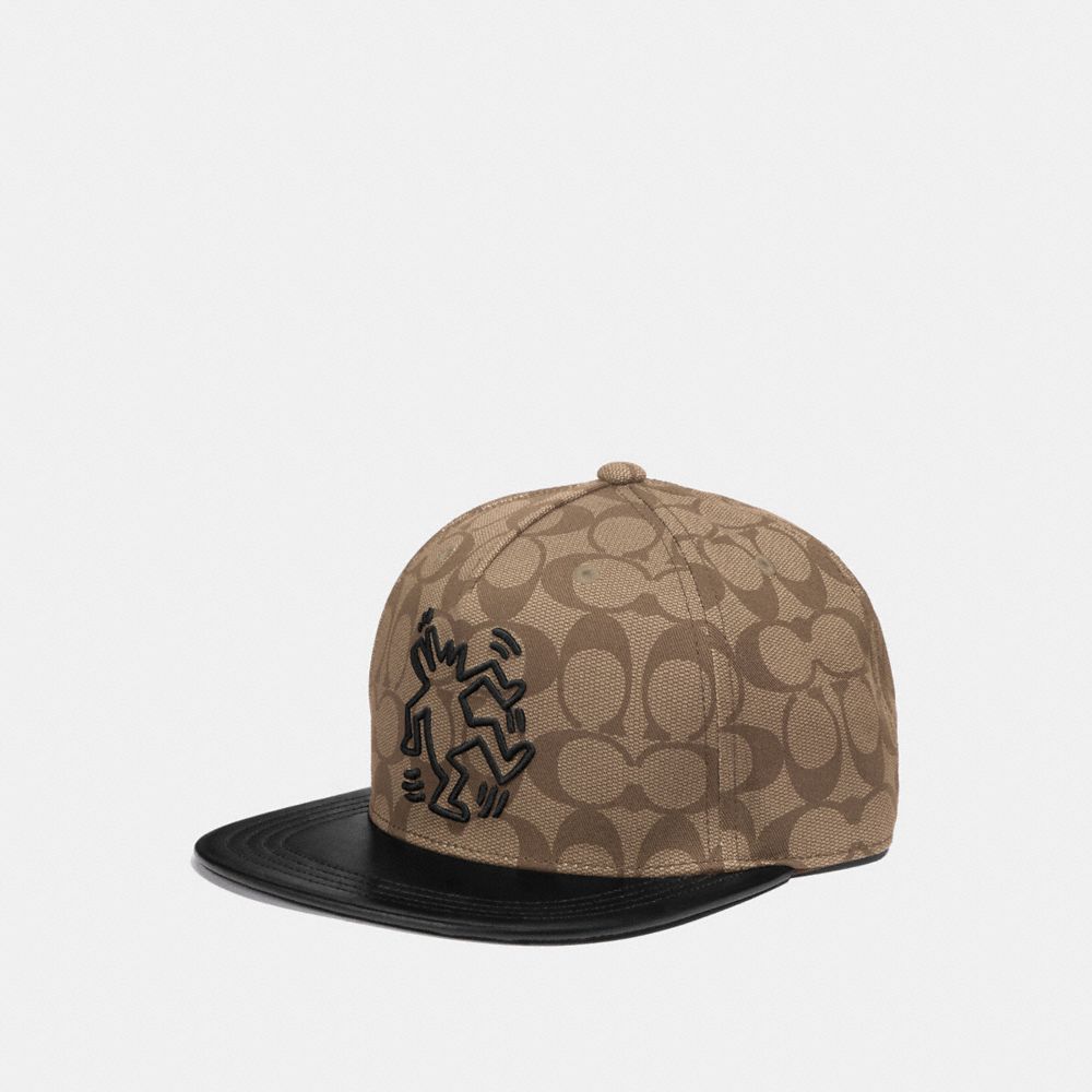 COACH F66987 KEITH HARING SIGNATURE FLAT BRIM HAT KHAKI SIGNATURE