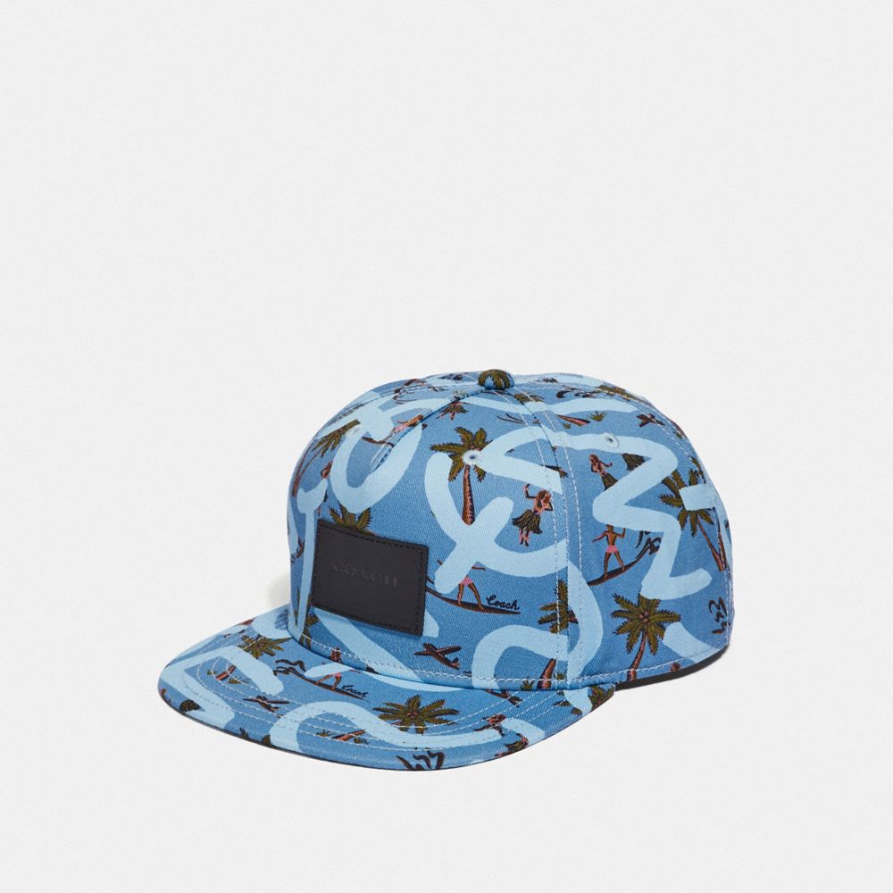 COACH KEITH HARING FLAT BRIM HAT - BLUE SURFER - F66988