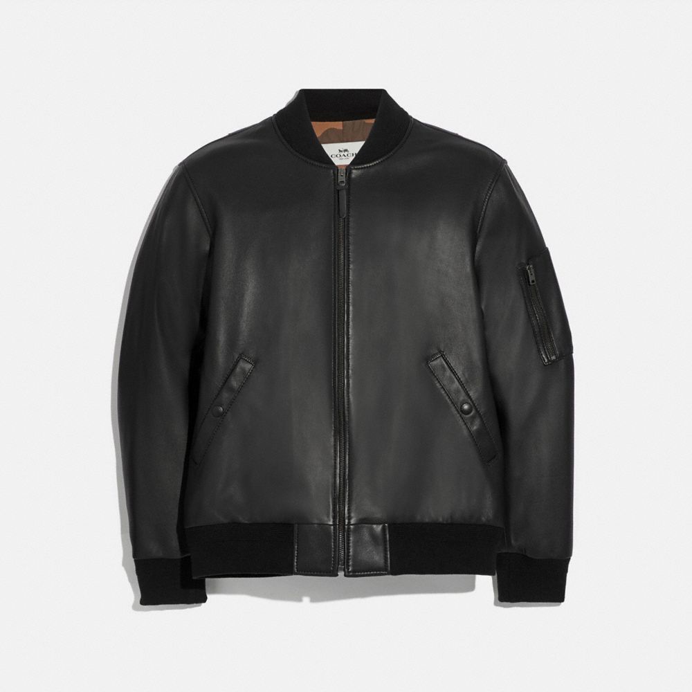 COACH F66997 Leather Ma-1 Jacket BLACK