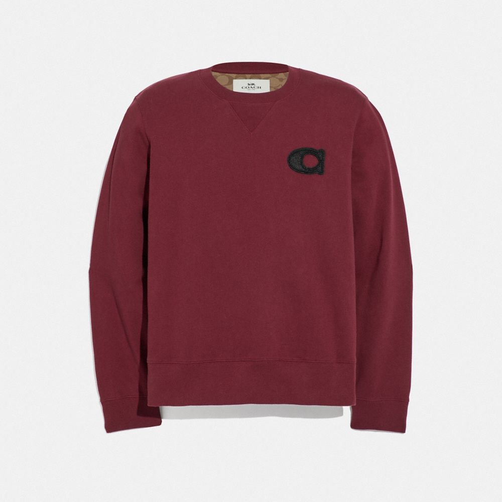 COACH VARSITY SIGNATURE SWEATSHIRT - BURGUNDY - F67005