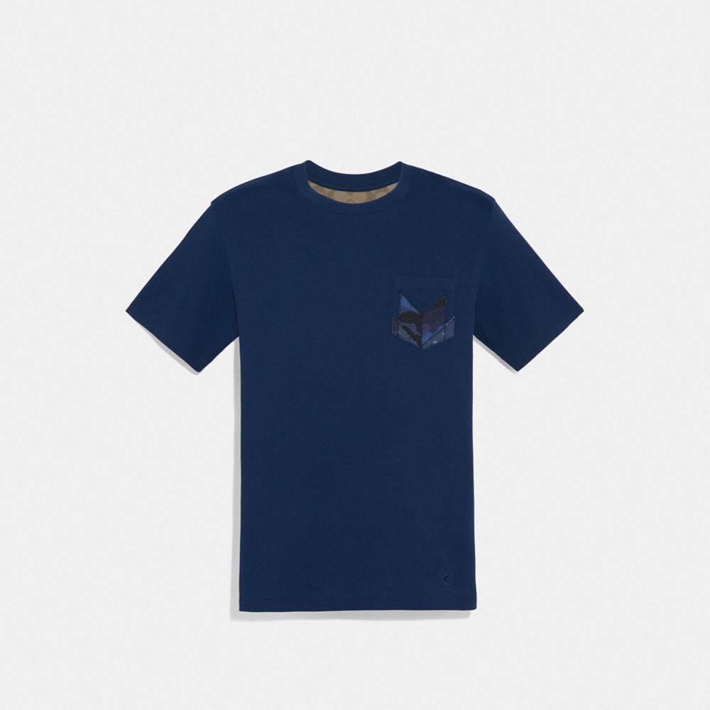 COACH F67013 PATCHWORK T-SHIRT BRIGHT NAVY