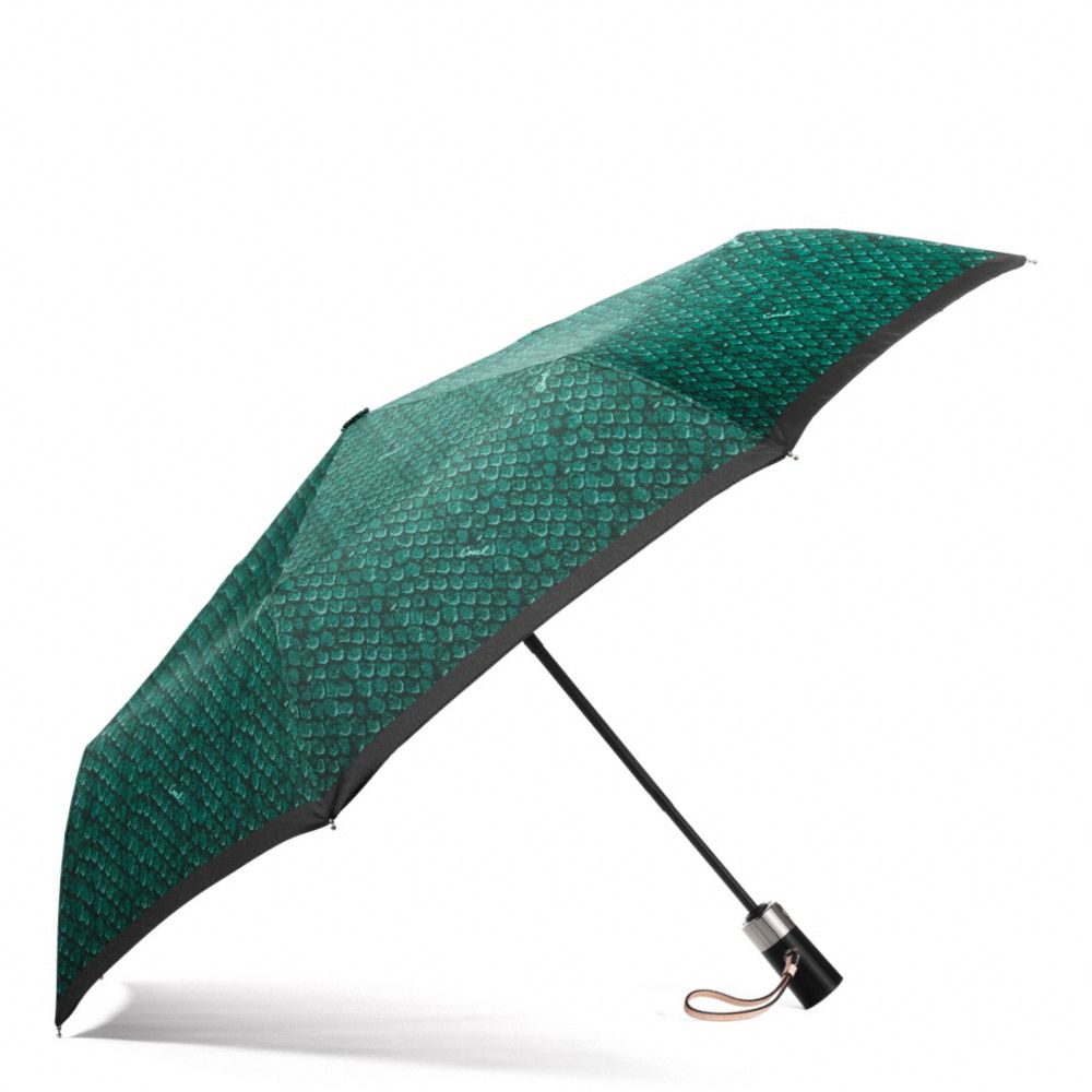 TAYLOR SNAKE PRINT UMBRELLA - SILVER/EMERALD - COACH F67017