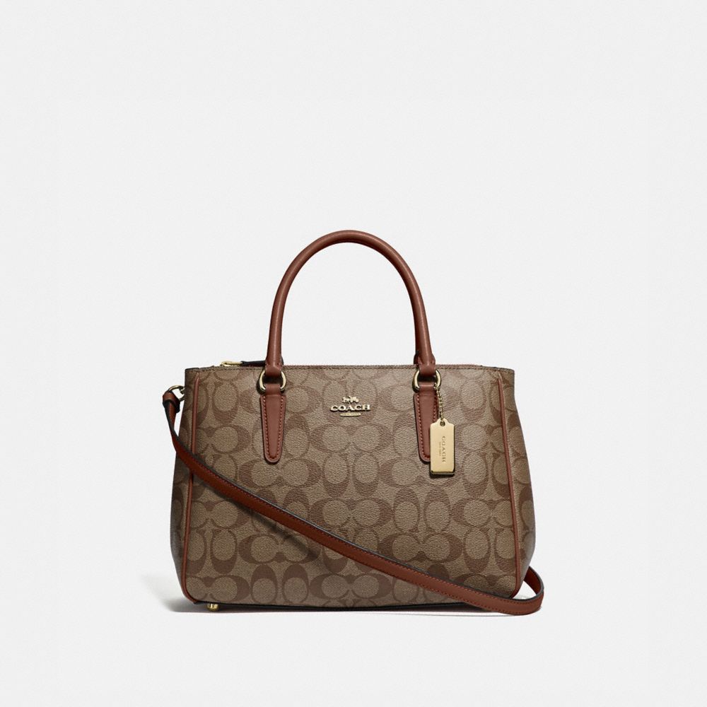 SURREY CARRYALL IN SIGNATURE CANVAS - KHAKI/SADDLE 2/IMITATION GOLD - COACH F67026