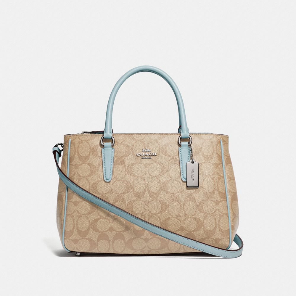 COACH SURREY CARRYALL IN SIGNATURE CANVAS - LIGHT KHAKI/SEAFOAM/SILVER - F67026