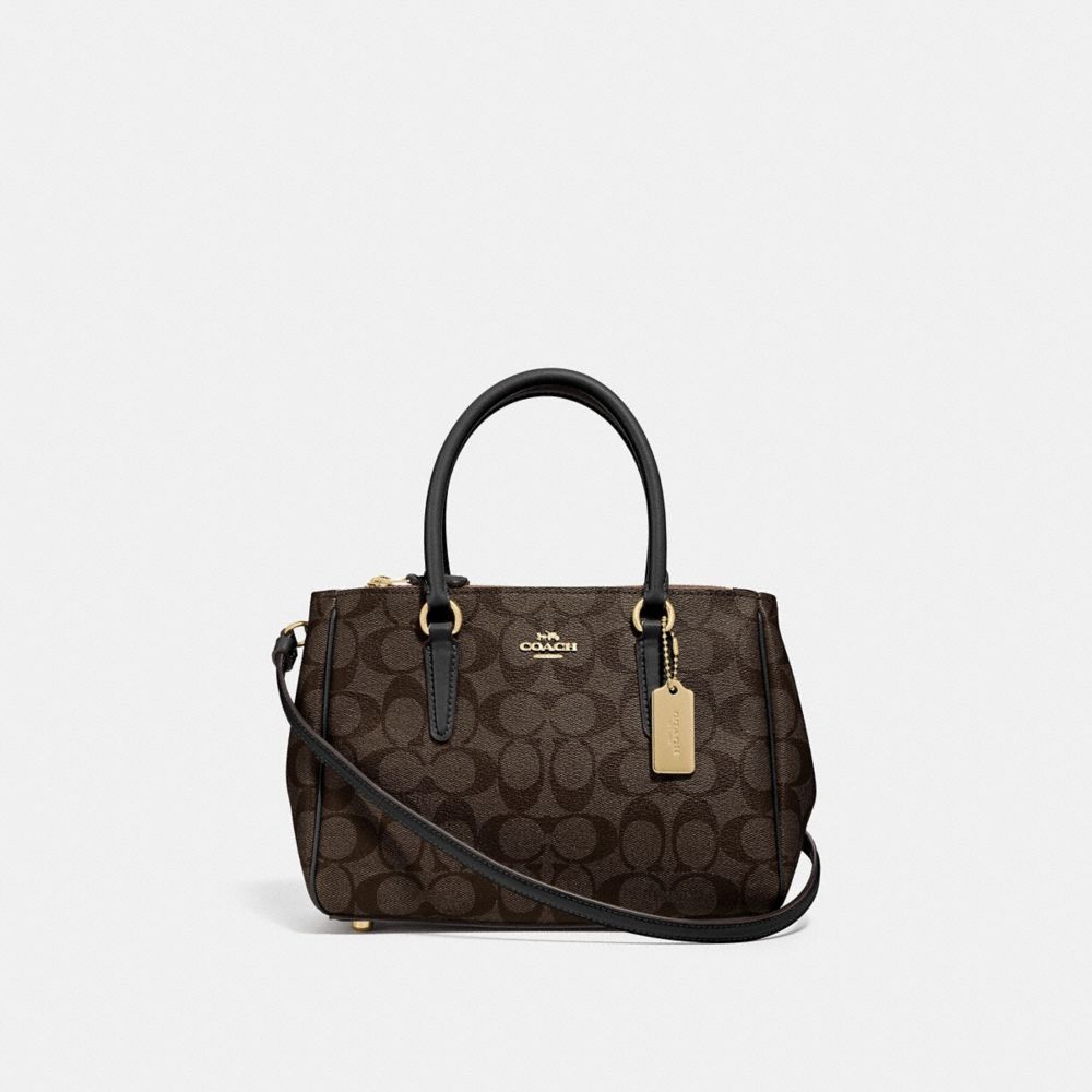 COACH F67027 MINI SURREY CARRYALL IN SIGNATURE CANVAS BROWN/BLACK/IMITATION GOLD