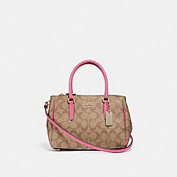 COACH F67027 Mini Surrey Carryall In Signature Canvas KHAKI/PINK RUBY/GOLD