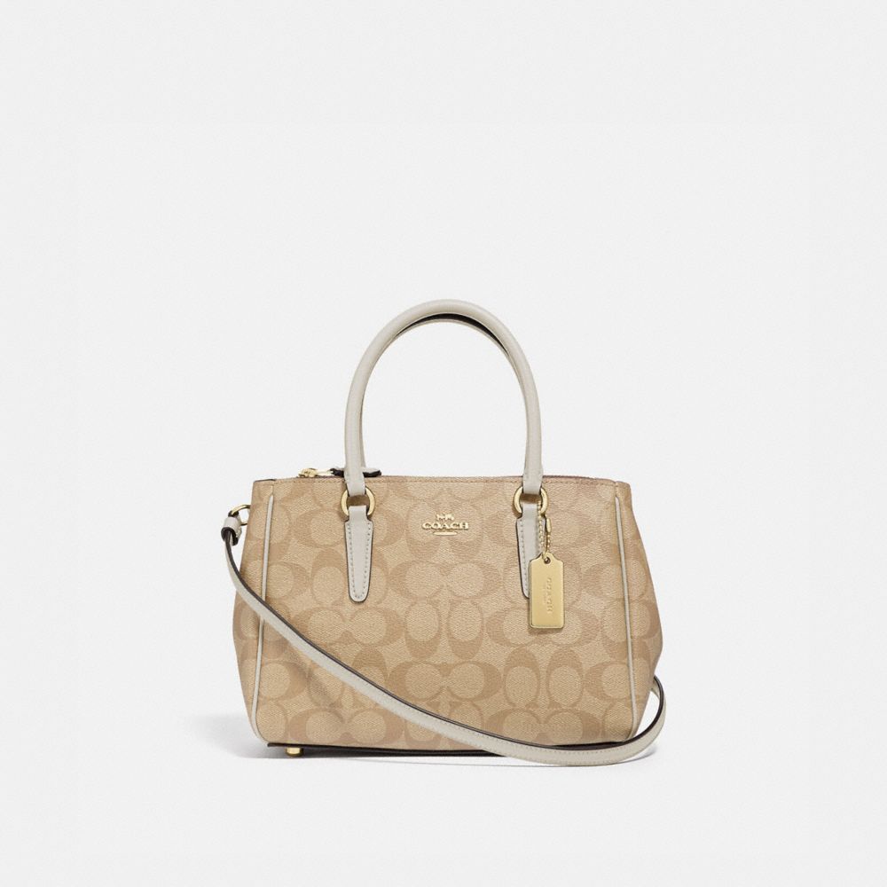 COACH F67027 - MINI SURREY CARRYALL IN SIGNATURE CANVAS - LIGHT  KHAKI/CHALK/IMITATION GOLD | COACH HANDBAGS