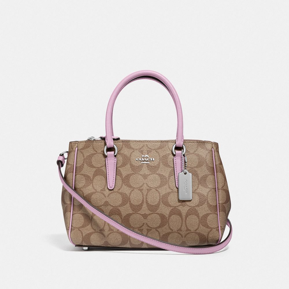 MINI SURREY CARRYALL IN SIGNATURE CANVAS - KHAKI/LILAC/SILVER - COACH F67027