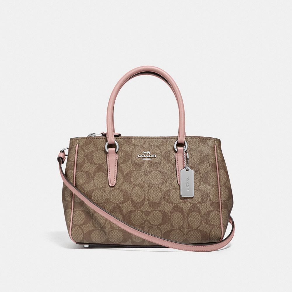 MINI SURREY CARRYALL IN SIGNATURE CANVAS - KHAKI/PETAL/SILVER - COACH F67027