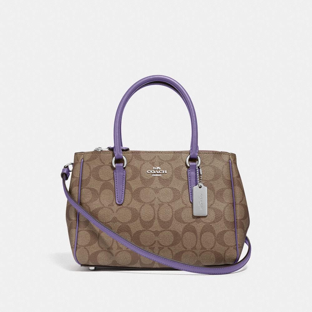 MINI SURREY CARRYALL IN SIGNATURE CANVAS - KHAKI/LIGHT PURPLE/SILVER - COACH F67027