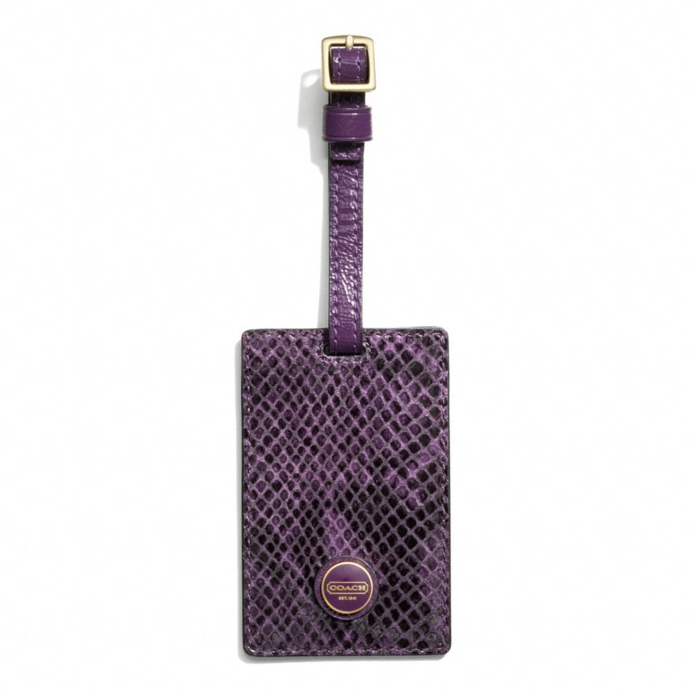 COACH F67039 Signature Stripe Embossed Snake Luggage Tag 