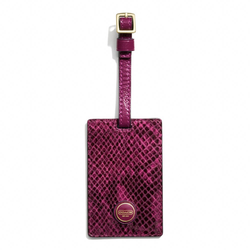 COACH f67039 SIGNATURE STRIPE EMBOSSED SNAKE LUGGAGE TAG 