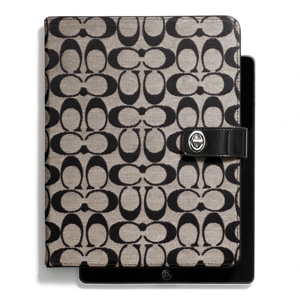 COACH F67056 Park Signature Turnlock Ipad Case SILVER/BLACK/WHITE/BLACK