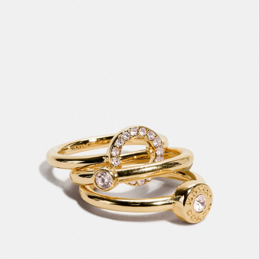 OPEN CIRCLE HALO RING SET - F67074 - GOLD